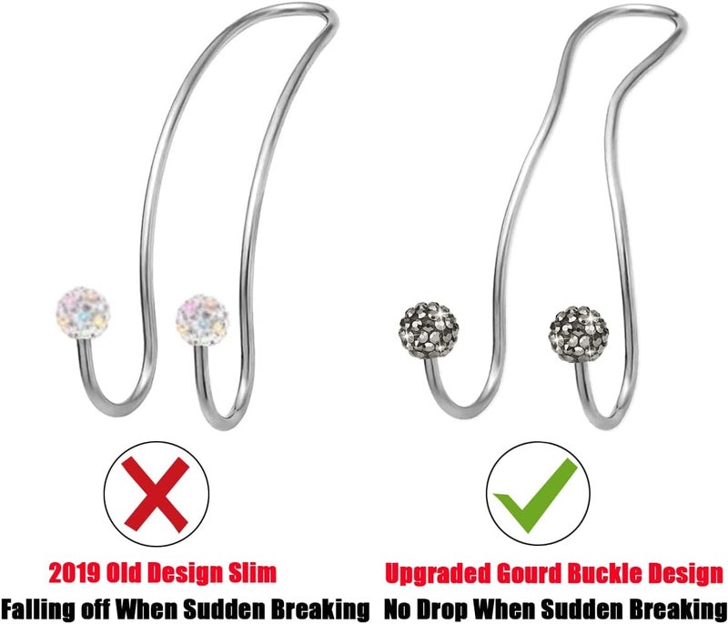 MTGOCHA Bling Purse Hook for Car Headrest, Upgraded Cute Car Seat Hooks for Bag Handbag, Durable Stainless Auto Purse Hanger Holder 2 Pack, Grey - Image 5